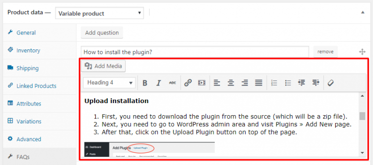 WooCommerce Product FAQ Tab