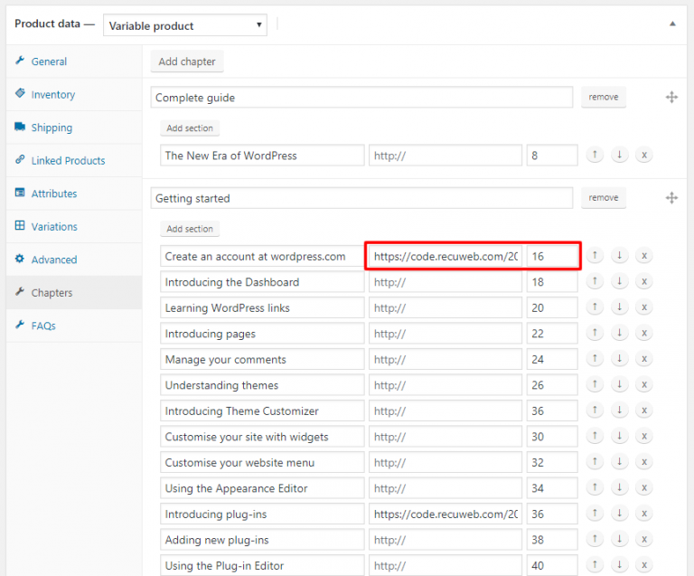 WooCommerce Book Chapter Tab