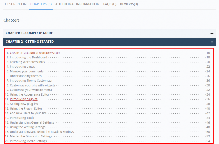 WooCommerce Book Chapter Tab