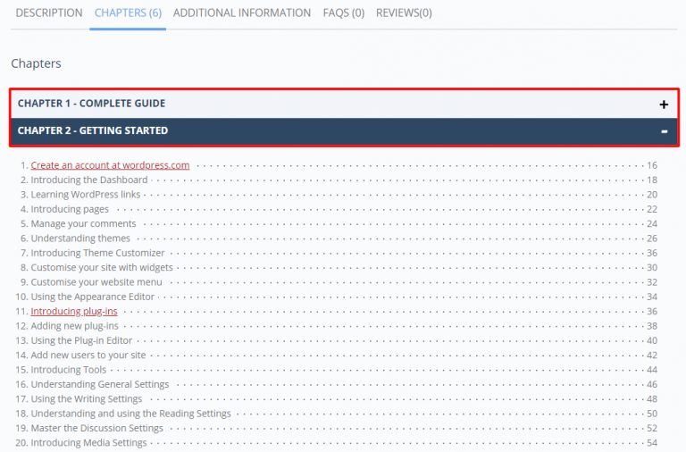 WooCommerce Book Chapter Tab