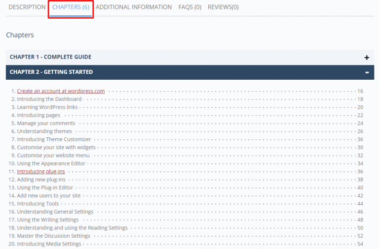 WooCommerce Book Chapter Tab