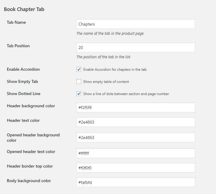 WooCommerce Book Chapter Tab
